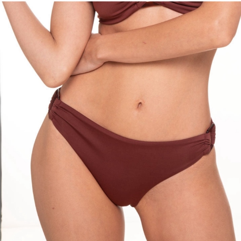 NWT Boamar x Anthropologie Pecan Brown Sophie Side Buckle Bikini size m